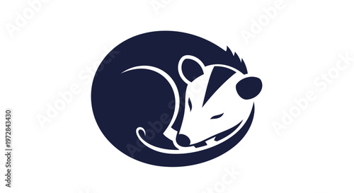 Sleeping Badger Logo Design, Cute Animal Illustration, White Background