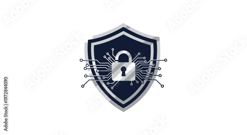 Cyber Security Shield with Digital Lock - Data Protection Concept
