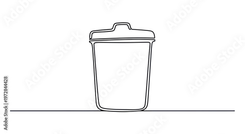 Minimalist trash can icon, one line drawing, simple vector illustration