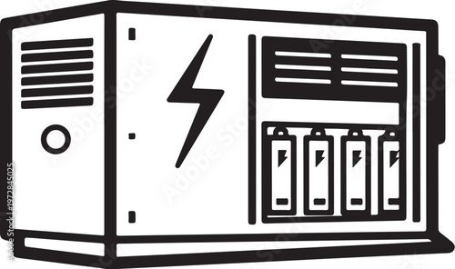 Electrical panel icon, power distribution unit, energy server, industrial control box