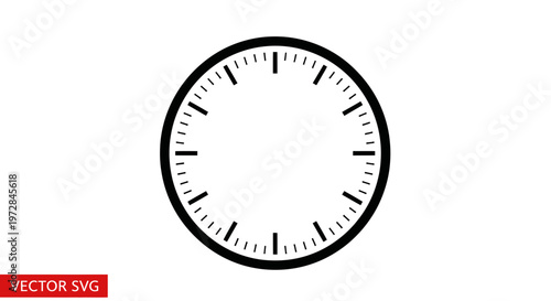 Blank Clock Face with Hour and Minute Markers, Isolated on White Background