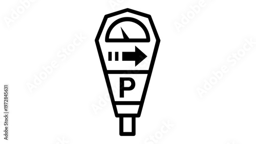 Parking Meter Vector Icon Illustration: Minimalist Black and White Flat Design for Urban Transportation, City Infrastructure, and Automotive Parking Management Systems, Scalable AI-Generated Graphic