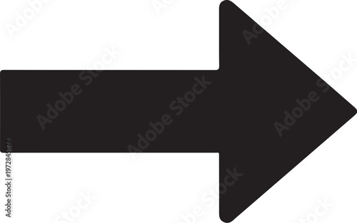 Black arrow, right pointing arrow, vector arrow, direction icon, navigation symbol