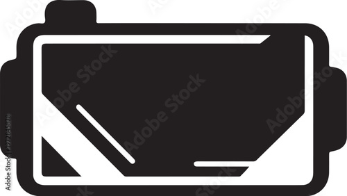 Battery, low battery, battery icon, charging symbol, black and white vector graphic
