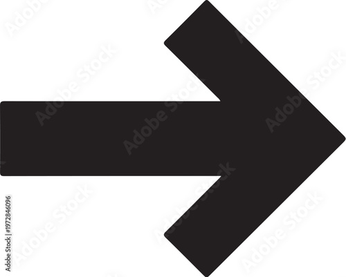 Black arrow icon, right pointing symbol, directional sign, vector graphics