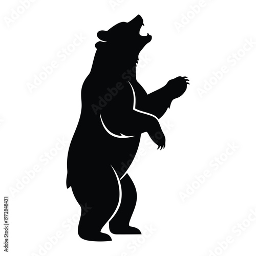 Title majestic black silhouette of a standing bear with raised paws description a striking black silhouette depicts a bear standing on its