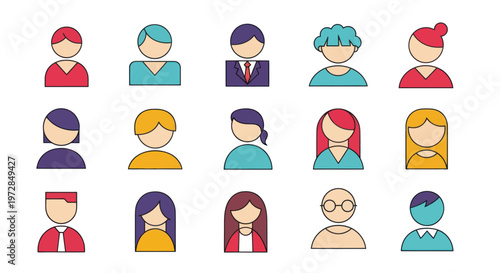 Set of diverse people icons and avatars
