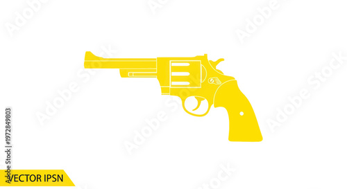 Yellow Revolver Pistol Icon Vector Illustration - Clean Design
