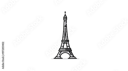 Elegant Black Line Art Drawing of a Generic Iron Lattice Tower Icon. Minimalist Architectural Structure Illustration on White.