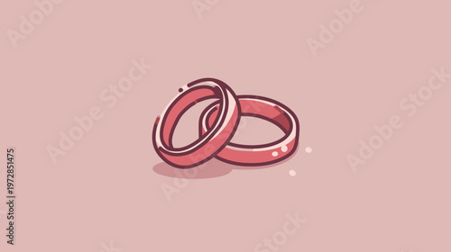 Charming interlocked pink wedding rings illustration. Minimalist vector art for love, marriage, commitment, and celebration concepts.
