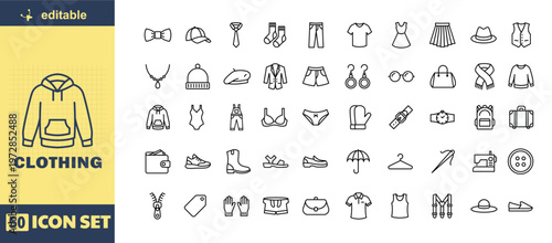 A set of editable clothing icons for design and illustration purposes