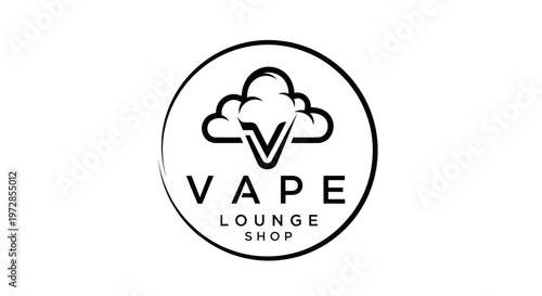 Vape Lounge Shop Logo - Modern Circular Design with Cloud and Ice Cream Icon