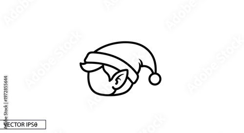 Christmas Elf Hat Icon - Simple Vector Illustration