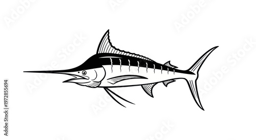 Marlin Fish Illustration - Sport Fishing Icon