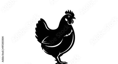 Black Chicken Silhouette Vector Graphic