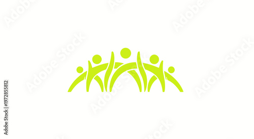 Abstract Green Figures Celebrating Unity and Teamwork