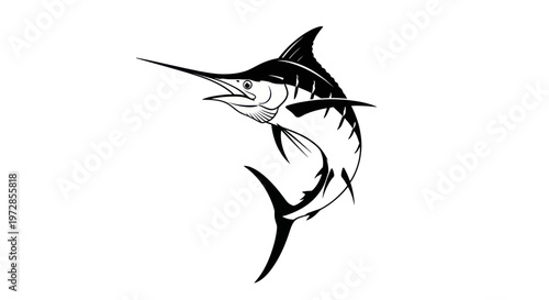 Black Marlin Silhouette Jumping Silhouette Of A Marlin Fish Vector Illustration