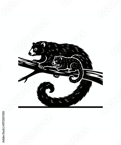 black panther climbing tree branch vector illustration