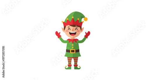 Happy Christmas Elf Character, Festive Holiday Season, Cute Cartoon