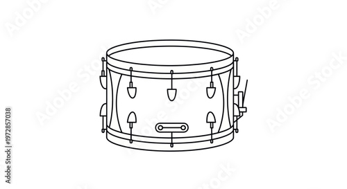 Minimalist Outline of a Snare Drum on White Background