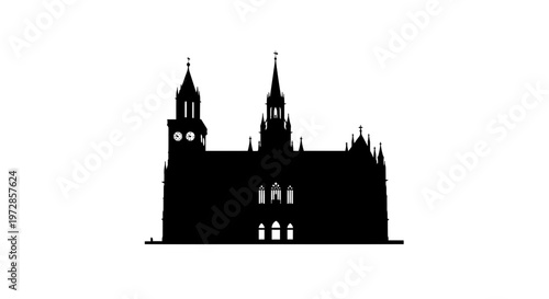 Silhouette of a Gothic Cathedral: An iconic silhouette of a grand Gothic cathedral stands against a minimalist backdrop, showcasing its intricate architectural details.