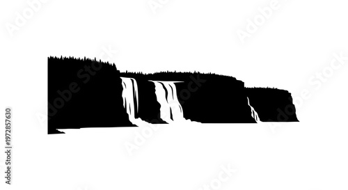 Waterfall Silhouette: An artistic silhouette captures the raw power and beauty of a cascading waterfall, with a backdrop of lush greenery. 