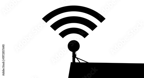 Wireless Network Silhouette: A minimalist graphic represents the seamless flow of wireless connectivity, with an antenna transmitting signals.