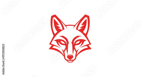 Red Fox Head Logo - Minimalist Animal Icon on White Background