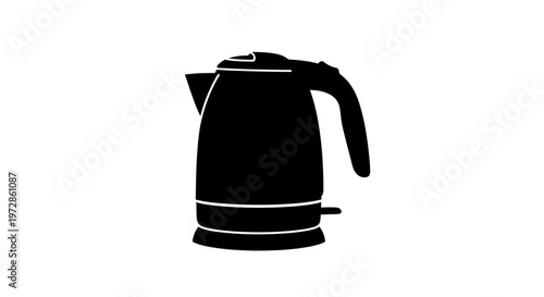 Electric Kettle Silhouette: A sleek, modern electric kettle, rendered in a bold silhouette, symbolizing efficiency and convenience. Perfect for home or office. 
