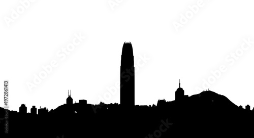 Silhouette of City Skyline: The stark silhouette of a modern city skyline against the bright sky, a bold statement of urban ambition. The image exudes a sense of strength, dynamism.