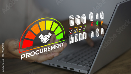 Fotografie Procurement management concept showcasing digital supplier performance tracking,