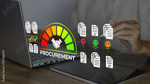 Bilde på lerret Procurement management concept visualizing digital supplier evaluation, performa