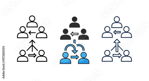 Groups of people collaborating in a teamwork themed illustration.