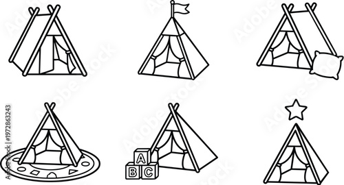 Childrens indoor tents with toys and star decoration