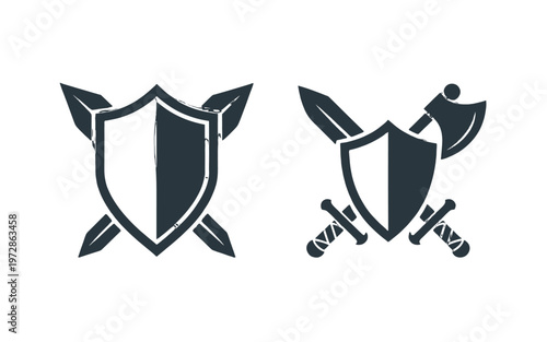 Shield and weapons icon design. 