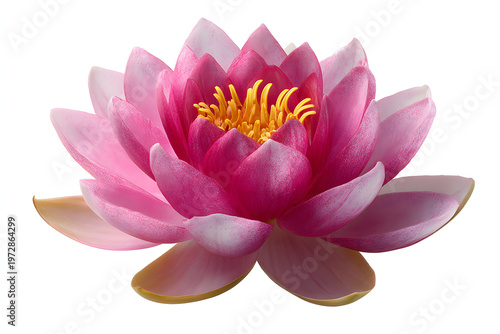 
single pink lotus flower isolated on pure white background