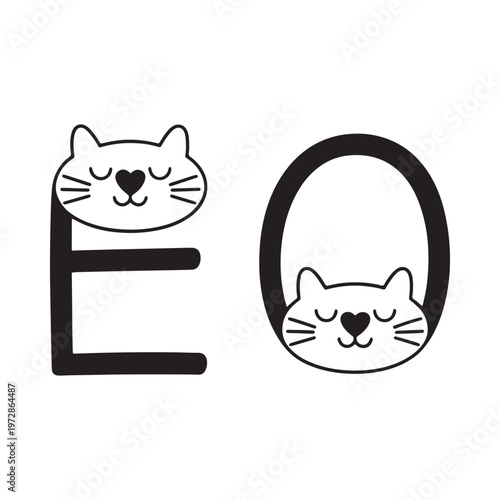 Two cats integrated into the letters e and o in a graphic design