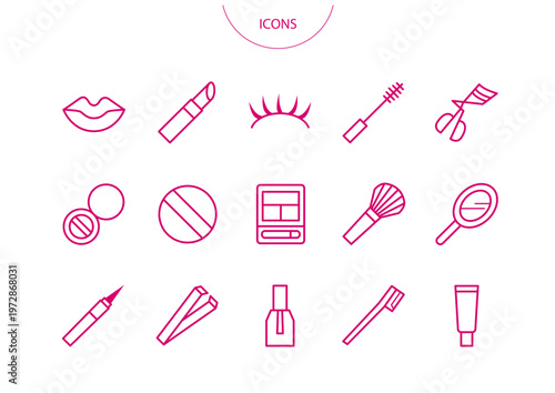 コスメ 化粧品　アイコン ピクトグラム　ベクター イラスト　セット