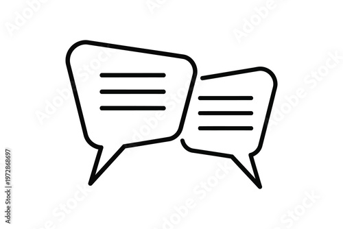 Tableau sur toile Black and white outline of two overlapping speech bubbles
