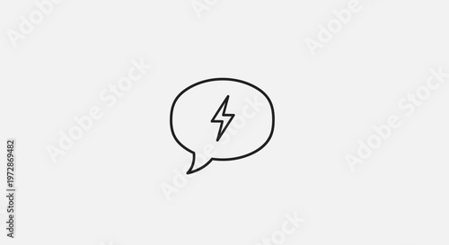 Lightning bolt in speech bubble line icon. Quick message, fast communication, urgent notification, instant idea concept.