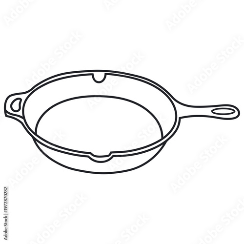Cast Iron Skillet Line Art Illustration