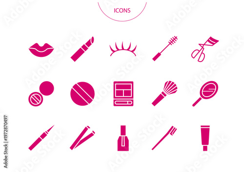 コスメ 化粧品　アイコン ピクトグラム　ベクター イラスト　セット