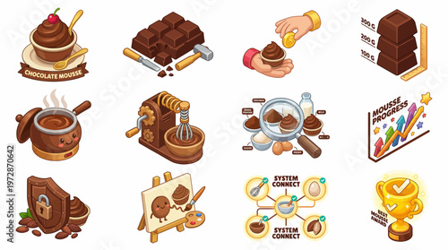 Chocolate Mousse, chocolate bars, and confectionery tools