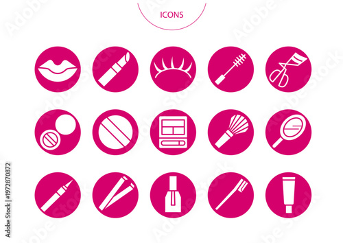 コスメ 化粧品　アイコン ピクトグラム　ベクター イラスト　セット