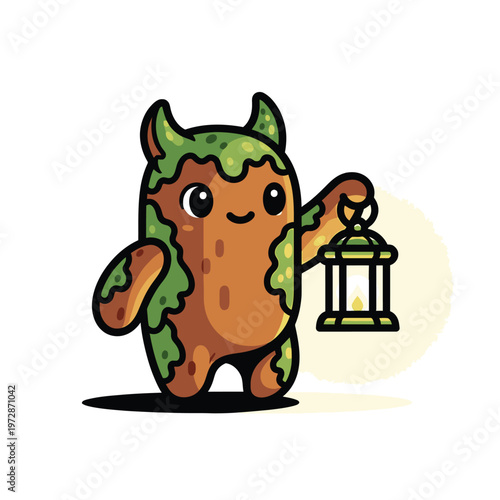 Cute monster holding green lantern.