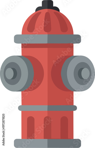 Red Fire Hydrant Closeup Illustration.