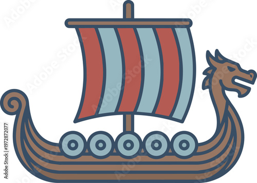 Viking ship with dragon head.