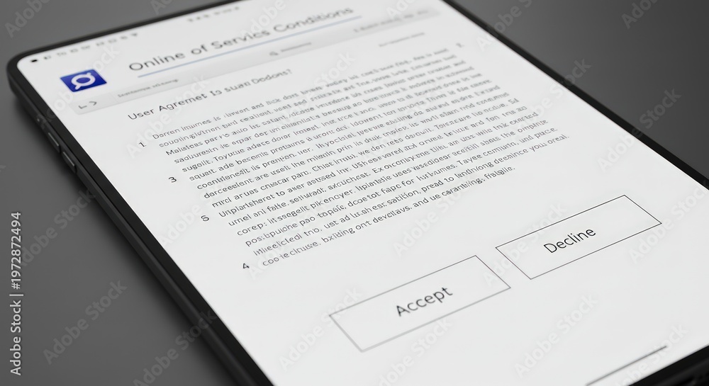 Obraz premium Digital document on tablet screen.