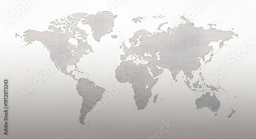 World Map Illustration in Minimal Grey Style Global Concept
