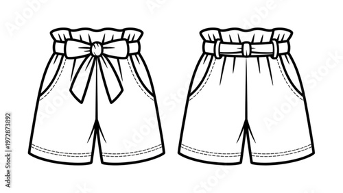 Classic knee-length shorts with decorative bows at the waistband